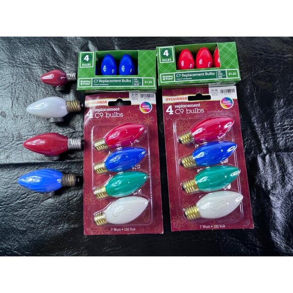 16 Sylvania & Holiday Time C7/C9 Replacement Bulbs 120V + 4 Bulb Magnets - Picture 1 of 5
